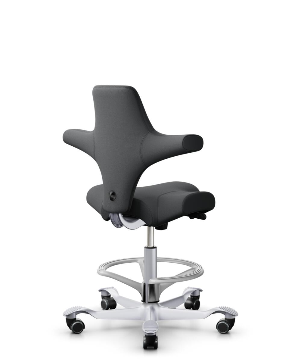 HÅG Capisco 8106 - Select (Gabriel) - Wol / Polyamide - SC60134 - Dark Grey - Framekleur - Zilver - Gasveer - 200 mm (Zithoogte 46-64cm) - Vloercontact - Harde wielen t.b.v. zachte vloeren - Voetenring - Ja, in framekleur - Voetster - Nee, voetster in ... - 3