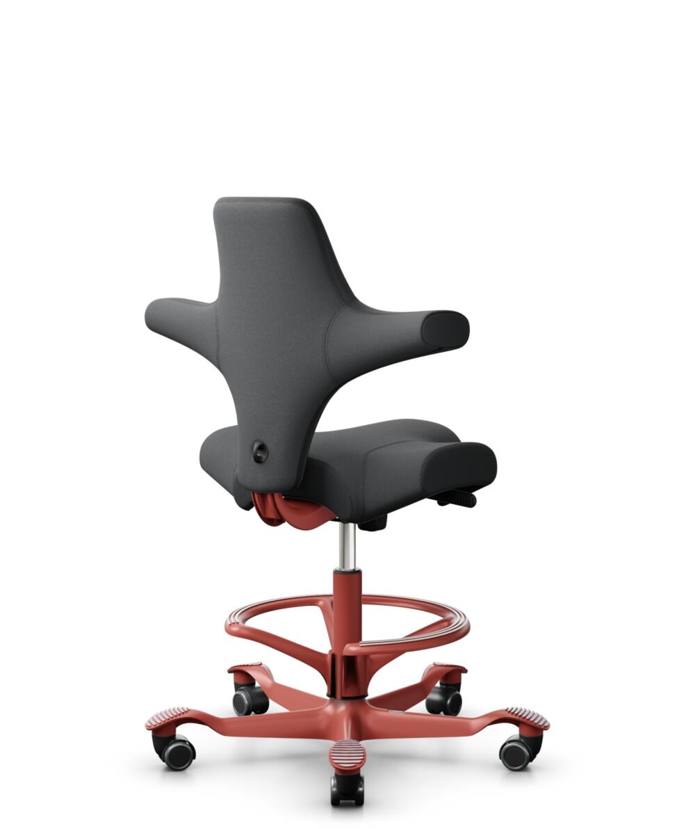 HÅG Capisco 8106 - Select (Gabriel) - Wol / Polyamide - SC60134 - Dark Grey - Framekleur - Blush Rose - Gasveer - 265 mm (Zithoogte 53-79cm) - Vloercontact - Harde wielen t.b.v. zachte vloeren - Voetenring - Ja, in framekleur - Voetster - Nee, voetster... - 3