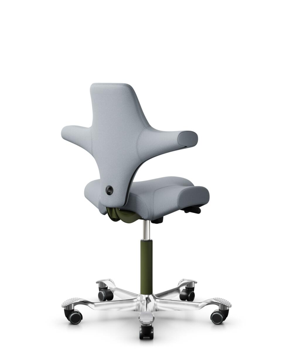 HÅG Capisco 8106 - Select (Gabriel) - Wol / Polyamide - SC60139 - Light grey - Framekleur - Wit - Gasveer - 150 mm (Zithoogte 40-55cm) - Vloercontact - Harde wielen t.b.v. zachte vloeren - Voetenring - Nee, geen voetenring - Voetster - Ja, voetster in ... - 3