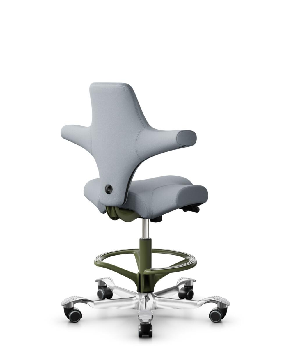HÅG Capisco 8106 - Select (Gabriel) - Wol / Polyamide - SC60139 - Light grey - Framekleur - Wit - Gasveer - 265 mm (Zithoogte 53-79cm) - Vloercontact - Zachte wielen t.b.v. harde vloeren - Voetenring - Ja, in framekleur - Voetster - Ja, voetster in gep... - 3