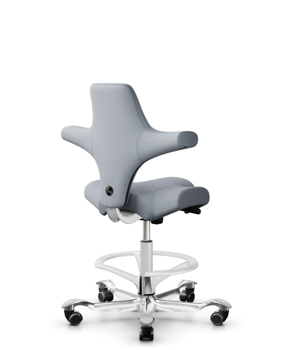 HÅG Capisco 8106 - Select (Gabriel) - Wol / Polyamide - SC60139 - Light grey - Framekleur - Zilver - Gasveer - 200 mm (Zithoogte 46-64cm) - Vloercontact - Harde wielen t.b.v. zachte vloeren - Voetenring - Ja, in framekleur - Voetster - Ja, voetster in ... - 3