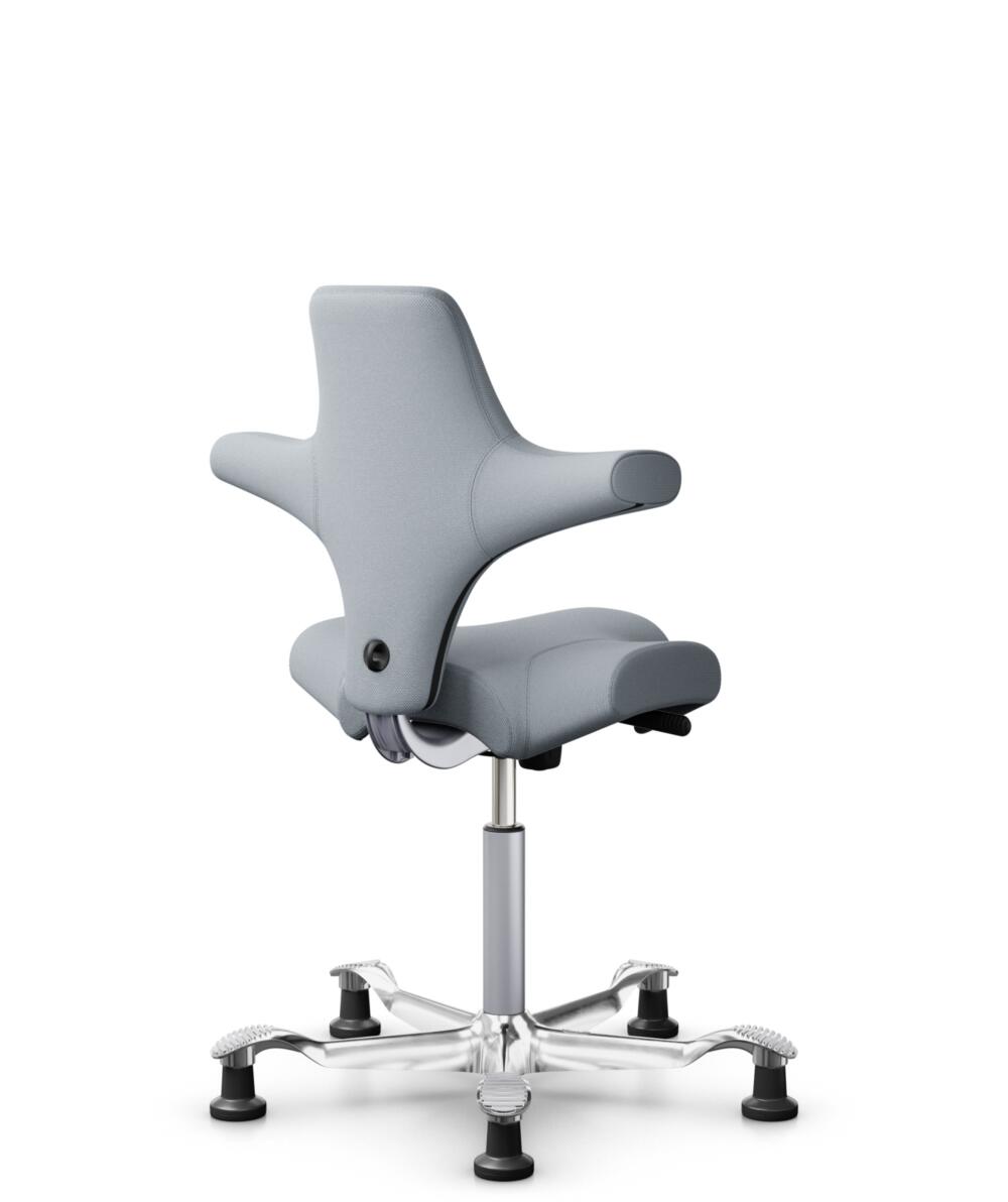 HÅG Capisco 8106 - Select (Gabriel) - Wol / Polyamide - SC60139 - Light grey - Framekleur - Blush Rose - Gasveer - 200 mm (Zithoogte 46-64cm) - Vloercontact - Glijdoppen - Voetenring - Nee, geen voetenring - Voetster - Ja, voetster in gepolijst aluminium - 3