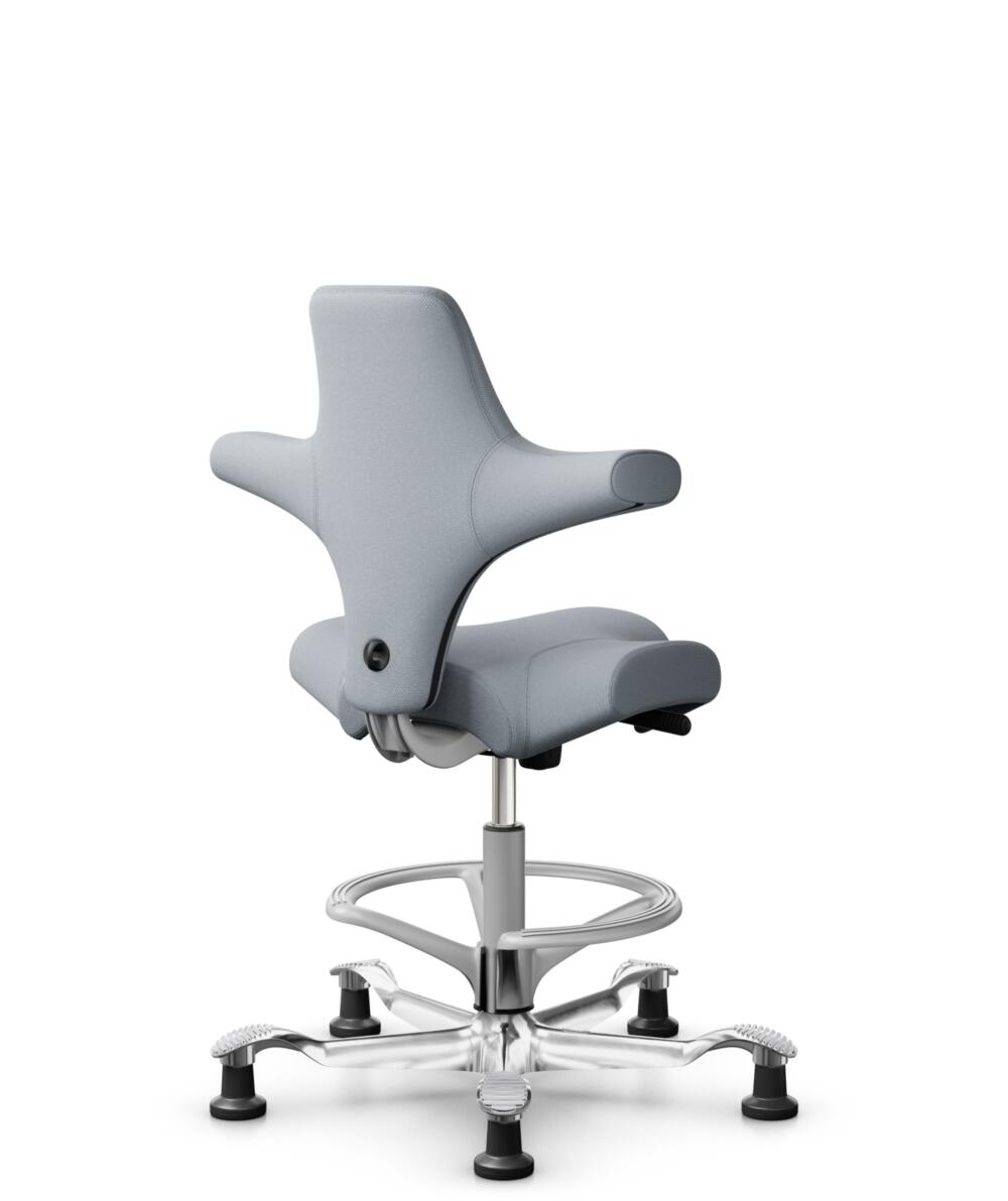 HÅG Capisco 8106 - Select (Gabriel) - Wol / Polyamide - SC60139 - Light grey - Framekleur - Blush Rose - Gasveer - 265 mm (Zithoogte 53-79cm) - Vloercontact - Glijdoppen - Voetenring - Ja, in framekleur - Voetster - Ja, voetster in gepolijst aluminium - 3