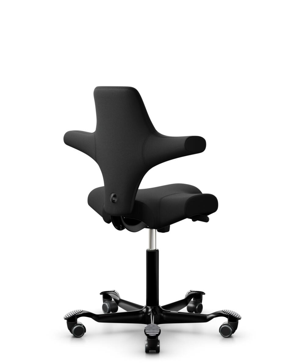 HÅG Capisco 8106 - Select (Gabriel) - Wol / Polyamide - SC60999 - Black - Framekleur - Zwart - Gasveer - 200 mm (Zithoogte 46-64cm) - Vloercontact - Zachte wielen t.b.v. harde vloeren - Voetenring - Nee, geen voetenring - Voetster - Nee, voetster in fr... - 3