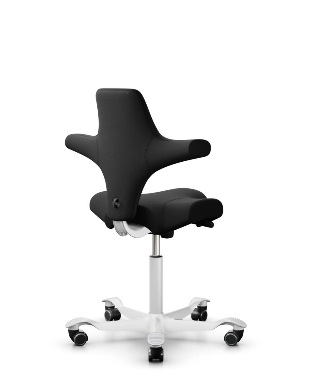 HÅG Capisco 8106 - Select (Gabriel) - Wol / Polyamide - SC60999 - Black - Framekleur - Wit - Gasveer - 150 mm (Zithoogte 40-55cm) - Vloercontact - Harde wielen t.b.v. zachte vloeren - Voetenring - Nee, geen voetenring - Voetster - Nee, voetster in fram... - 3