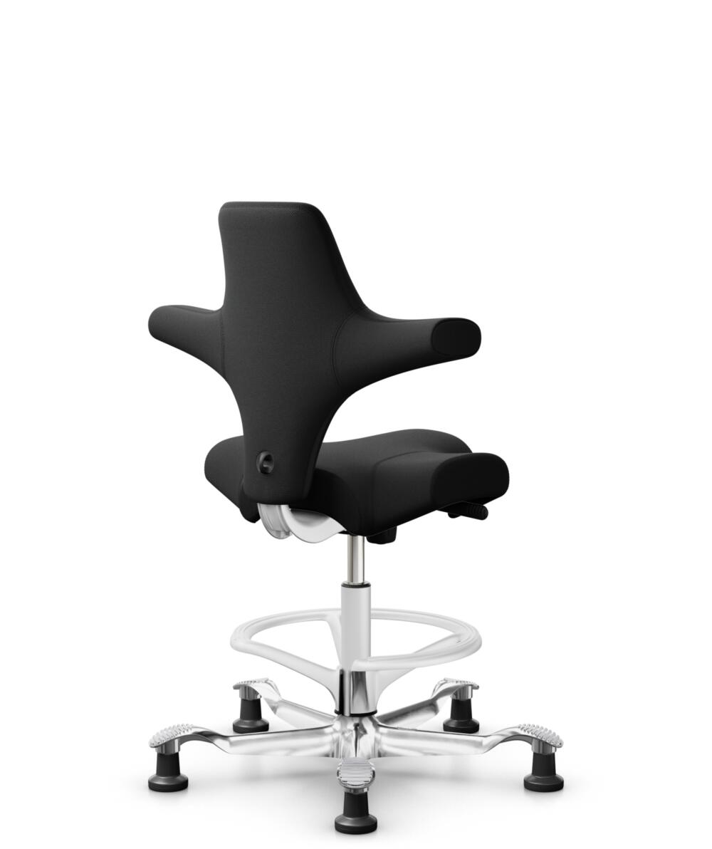 HÅG Capisco 8106 - Select (Gabriel) - Wol / Polyamide - SC60999 - Black - Framekleur - Wit - Gasveer - 200 mm (Zithoogte 46-64cm) - Vloercontact - Glijdoppen - Voetenring - Ja, in framekleur - Voetster - Ja, voetster in gepolijst aluminium - 3