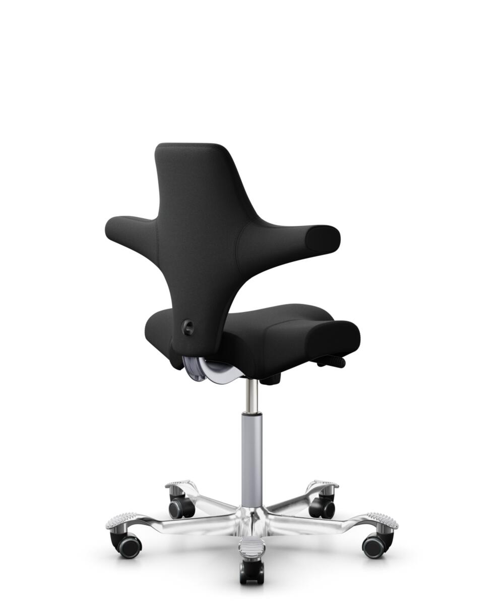 HÅG Capisco 8106 - Select (Gabriel) - Wol / Polyamide - SC60999 - Black - Framekleur - Zilver - Gasveer - 150 mm (Zithoogte 40-55cm) - Vloercontact - Zachte wielen t.b.v. harde vloeren - Voetenring - Nee, geen voetenring - Voetster - Ja, voetster in ge... - 3