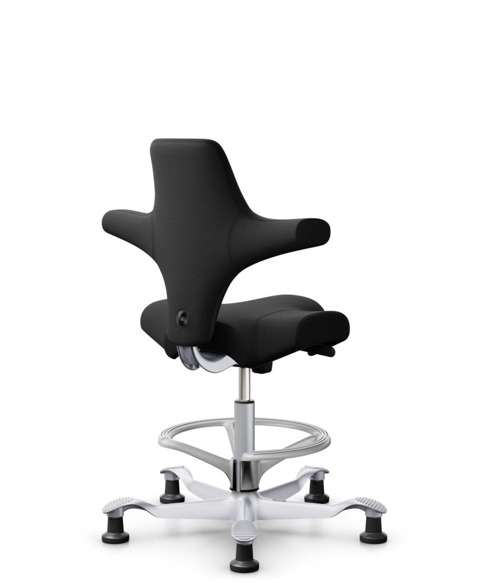 HÅG Capisco 8106 - Select (Gabriel) - Wol / Polyamide - SC60999 - Black - Framekleur - Zilver - Gasveer - 200 mm (Zithoogte 46-64cm) - Vloercontact - Glijdoppen - Voetenring - Ja, in framekleur - Voetster - Nee, voetster in framekleur - 3