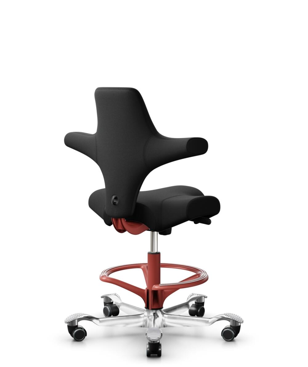 HÅG Capisco 8106 - Select (Gabriel) - Wol / Polyamide - SC60999 - Black - Framekleur - Blush Rose - Gasveer - 265 mm (Zithoogte 53-79cm) - Vloercontact - Zachte wielen t.b.v. harde vloeren - Voetenring - Ja, in framekleur - Voetster - Ja, voetster in g... - 3