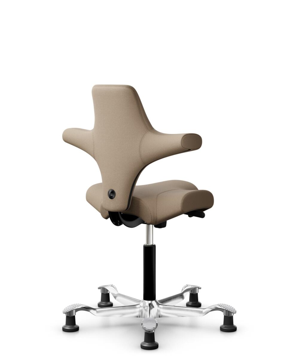 HÅG Capisco 8106 - Select (Gabriel) - Wol / Polyamide - SC61184 - Light brown - Framekleur - Zwart - Gasveer - 150 mm (Zithoogte 40-55cm) - Vloercontact - Glijdoppen - Voetenring - Nee, geen voetenring - Voetster - Ja, voetster in gepolijst aluminium - 3