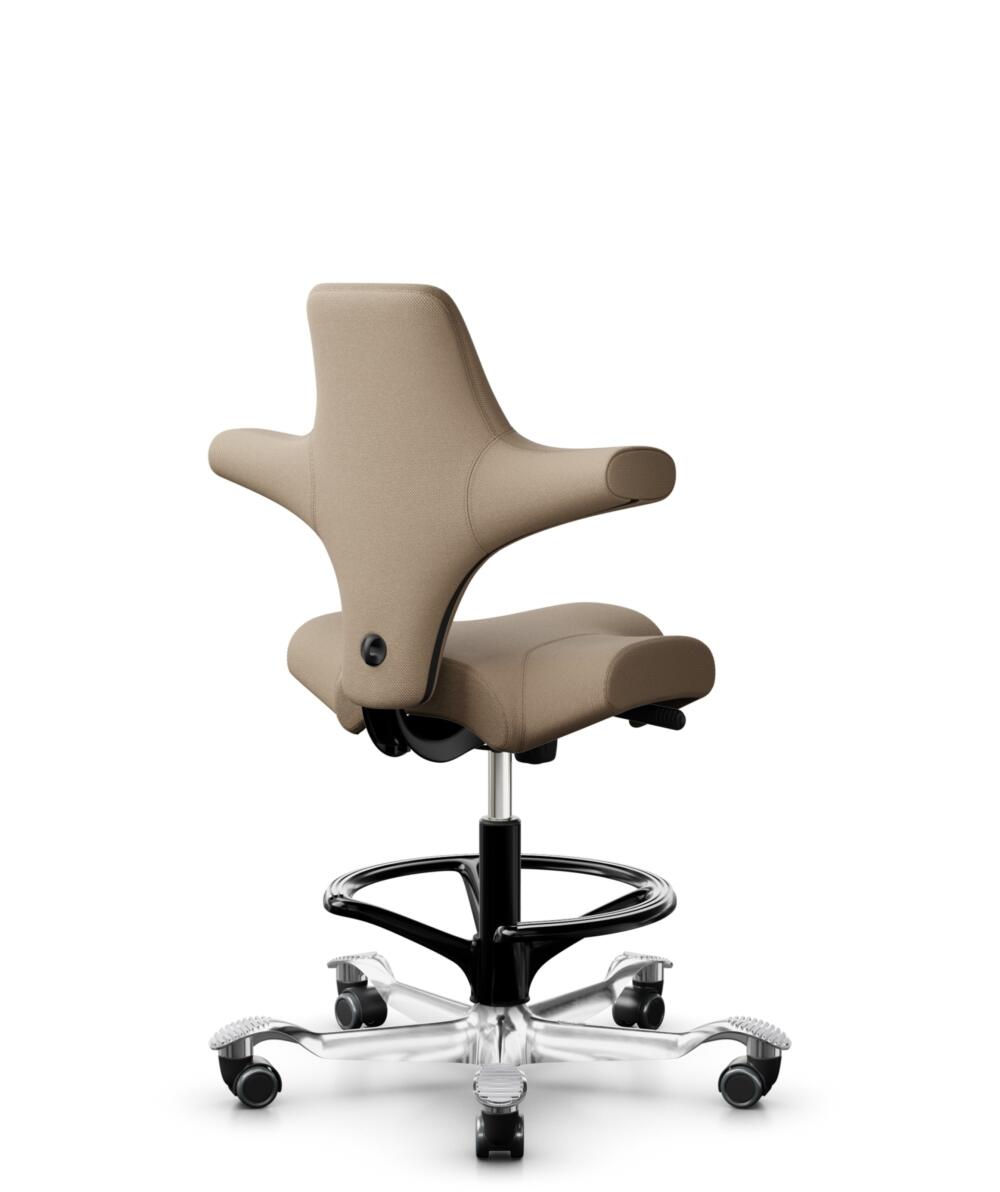 HÅG Capisco 8106 - Select (Gabriel) - Wol / Polyamide - SC61184 - Light brown - Framekleur - Zwart - Gasveer - 200 mm (Zithoogte 46-64cm) - Vloercontact - Harde wielen t.b.v. zachte vloeren - Voetenring - Ja, in framekleur - Voetster - Ja, voetster in ... - 3