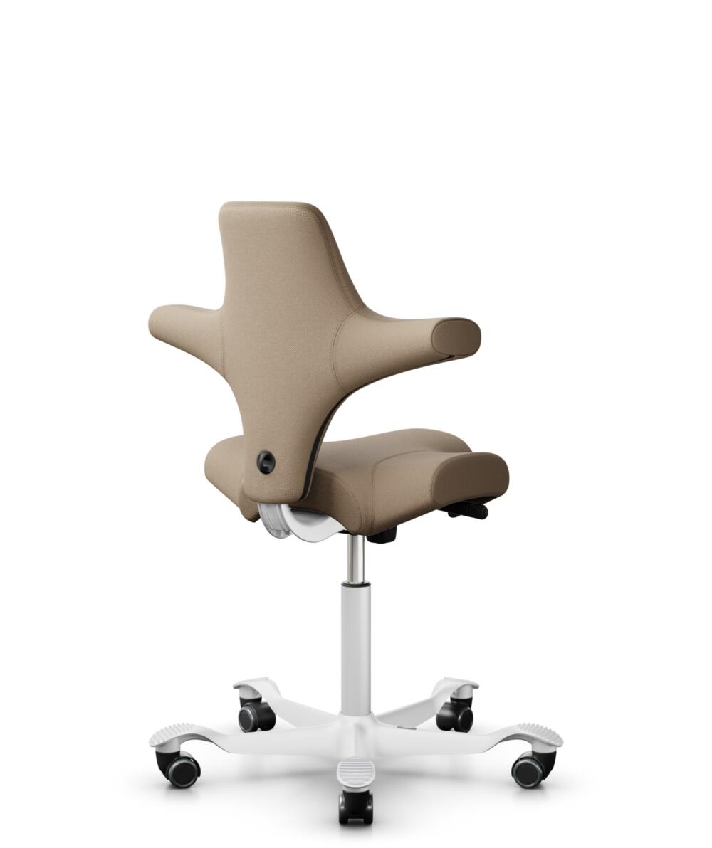 HÅG Capisco 8106 - Select (Gabriel) - Wol / Polyamide - SC61184 - Light brown - Framekleur - Wit - Gasveer - 200 mm (Zithoogte 46-64cm) - Vloercontact - Harde wielen t.b.v. zachte vloeren - Voetenring - Nee, geen voetenring - Voetster - Nee, voetster i... - 3
