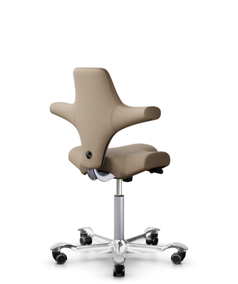 HÅG Capisco 8106 - Select (Gabriel) - Wol / Polyamide - SC61184 - Light brown - Framekleur - Zilver - Gasveer - 150 mm (Zithoogte 40-55cm) - Vloercontact - Harde wielen t.b.v. zachte vloeren - Voetenring - Nee, geen voetenring - Voetster - Ja, voetster... - 3