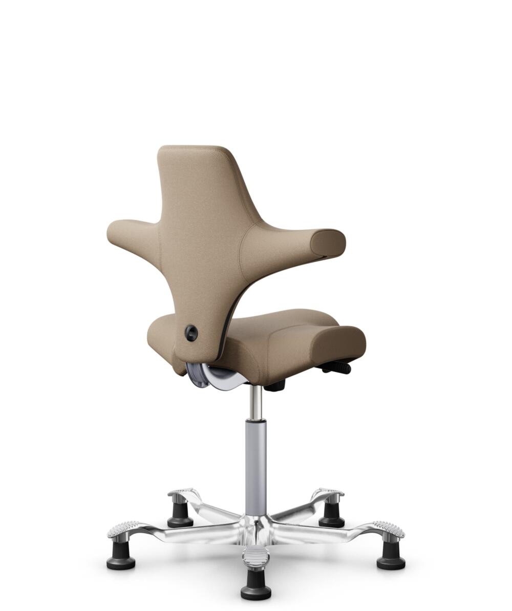 HÅG Capisco 8106 - Select (Gabriel) - Wol / Polyamide - SC61184 - Light brown - Framekleur - Zilver - Gasveer - 200 mm (Zithoogte 46-64cm) - Vloercontact - Glijdoppen - Voetenring - Nee, geen voetenring - Voetster - Ja, voetster in gepolijst aluminium - 3
