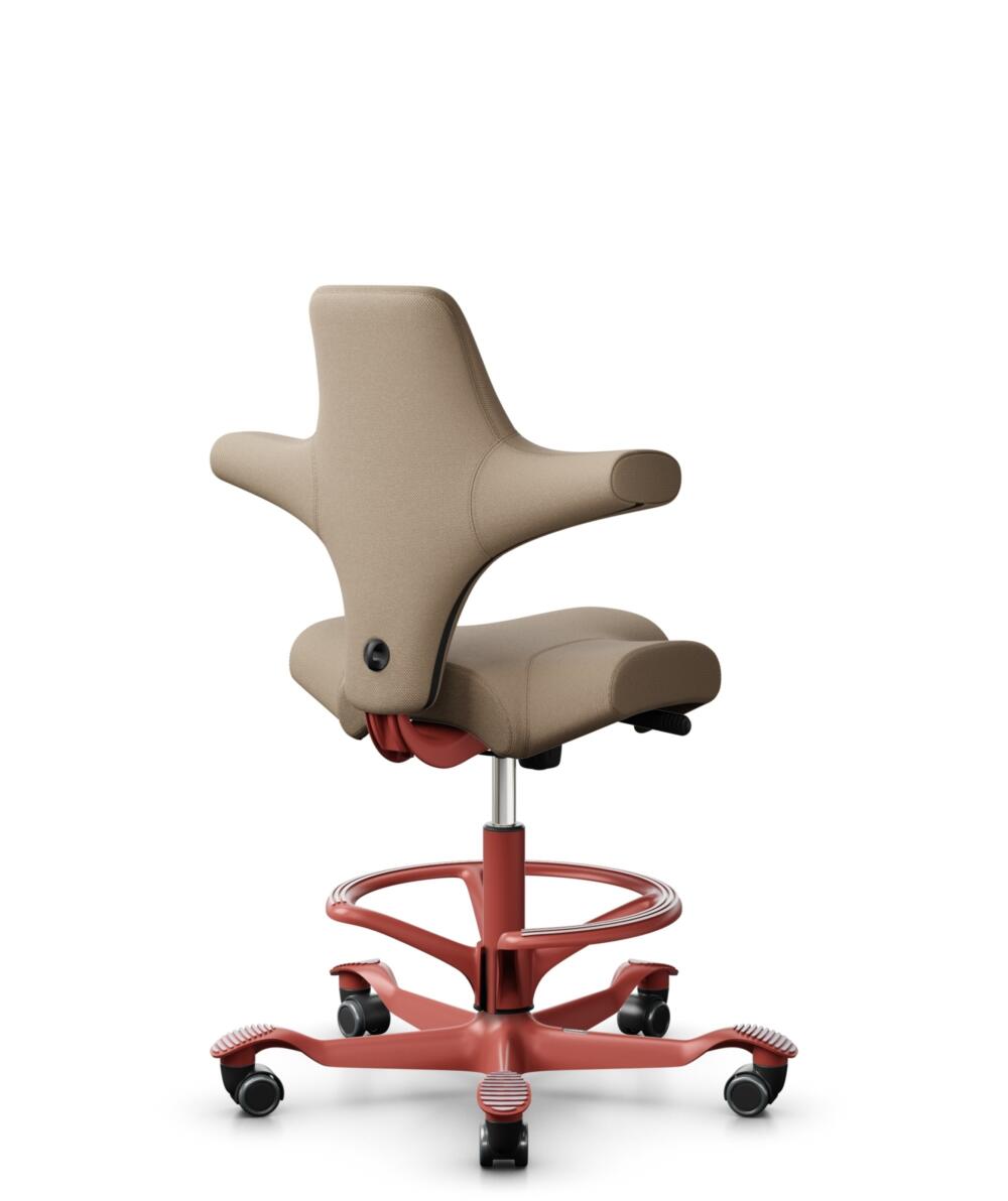 HÅG Capisco 8106 - Select (Gabriel) - Wol / Polyamide - SC61184 - Light brown - Framekleur - Blush Rose - Gasveer - 200 mm (Zithoogte 46-64cm) - Vloercontact - Zachte wielen t.b.v. harde vloeren - Voetenring - Ja, in framekleur - Voetster - Nee, voetst... - 3