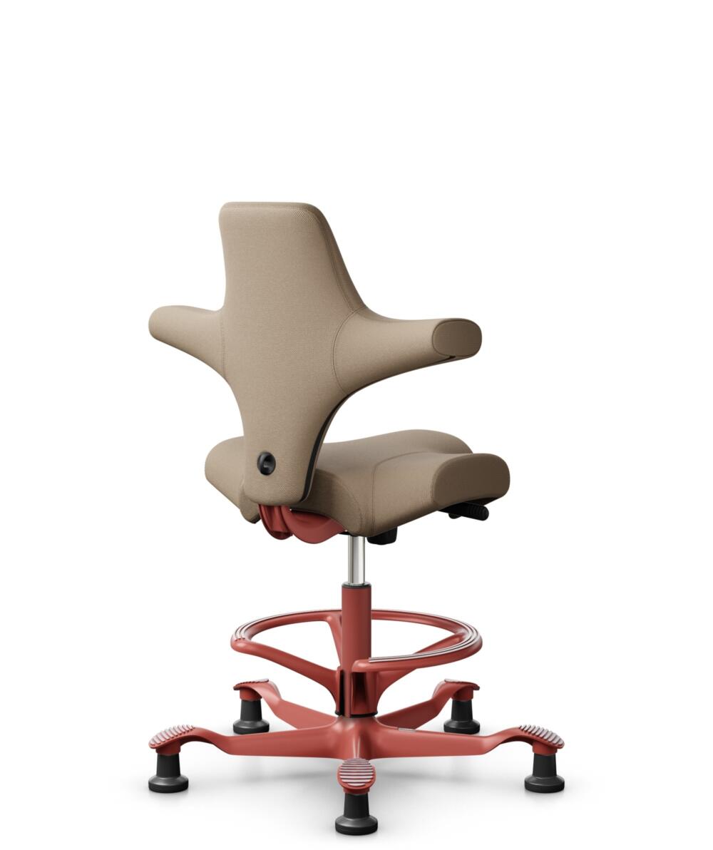 HÅG Capisco 8106 - Select (Gabriel) - Wol / Polyamide - SC61184 - Light brown - Framekleur - Blush Rose - Gasveer - 200 mm (Zithoogte 46-64cm) - Vloercontact - Glijdoppen - Voetenring - Ja, in framekleur - Voetster - Nee, voetster in framekleur - 3