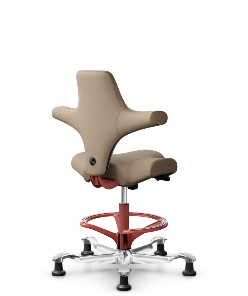 HÅG Capisco 8106 - Select (Gabriel) - Wol / Polyamide - SC61184 - Light brown - Framekleur - Blush Rose - Gasveer - 200 mm (Zithoogte 46-64cm) - Vloercontact - Glijdoppen - Voetenring - Ja, in framekleur - Voetster - Ja, voetster in gepolijst aluminium - 3