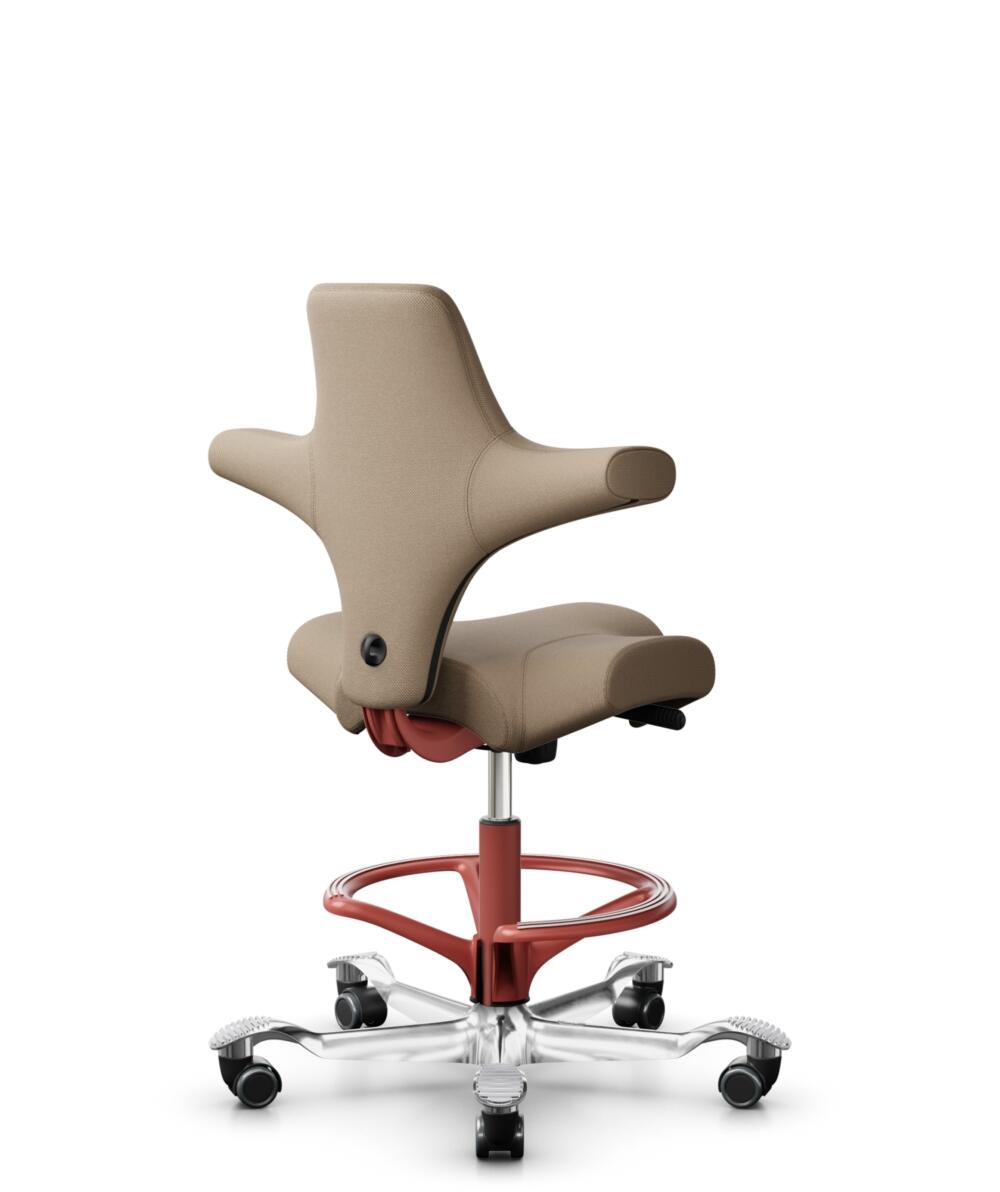 HÅG Capisco 8106 - Select (Gabriel) - Wol / Polyamide - SC61184 - Light brown - Framekleur - Blush Rose - Gasveer - 265 mm (Zithoogte 53-79cm) - Vloercontact - Harde wielen t.b.v. zachte vloeren - Voetenring - Ja, in framekleur - Voetster - Ja, voetste... - 3