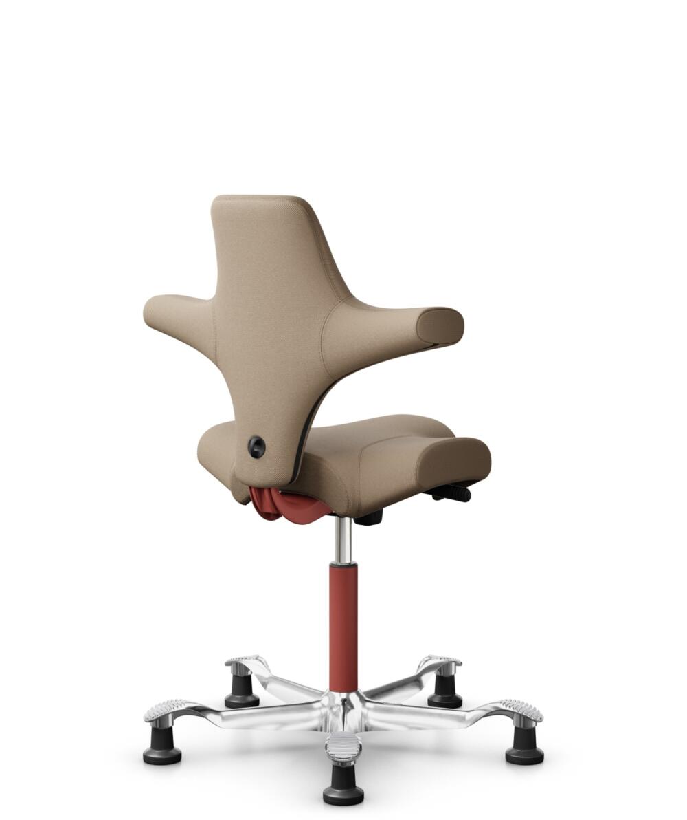 HÅG Capisco 8106 - Select (Gabriel) - Wol / Polyamide - SC61184 - Light brown - Framekleur - Blush Rose - Gasveer - 265 mm (Zithoogte 53-79cm) - Vloercontact - Glijdoppen - Voetenring - Nee, geen voetenring - Voetster - Ja, voetster in gepolijst aluminium - 3