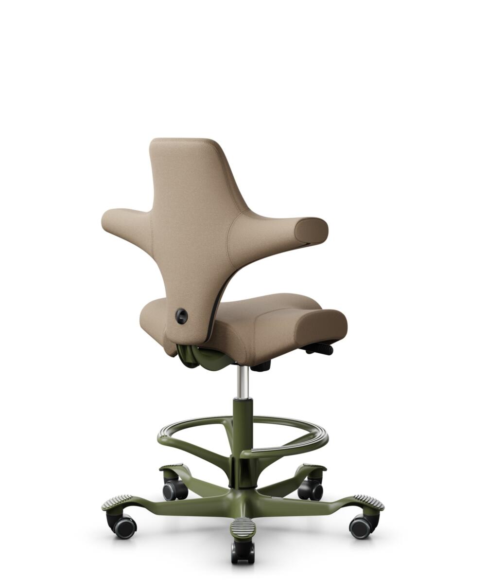 HÅG Capisco 8106 - Select (Gabriel) - Wol / Polyamide - SC61184 - Light brown - Framekleur - Moss Grey - Gasveer - 265 mm (Zithoogte 53-79cm) - Vloercontact - Zachte wielen t.b.v. harde vloeren - Voetenring - Ja, in framekleur - Voetster - Nee, voetste... - 3