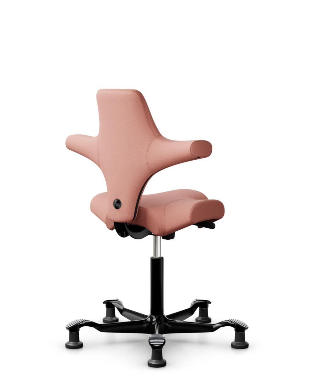 HÅG Capisco 8106 - Select (Gabriel) - Wol / Polyamide - SC64213 - Light blush - Framekleur - Zwart - Gasveer - 150 mm (Zithoogte 40-55cm) - Vloercontact - Glijdoppen - Voetenring - Nee, geen voetenring - Voetster - Nee, voetster in framekleur - 3