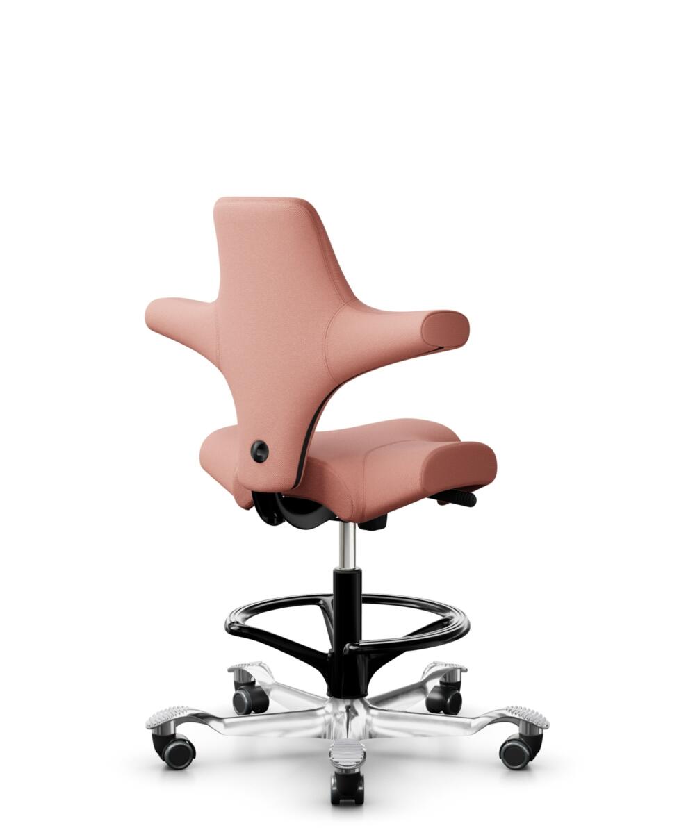 HÅG Capisco 8106 - Select (Gabriel) - Wol / Polyamide - SC64213 - Light blush - Framekleur - Zwart - Gasveer - 265 mm (Zithoogte 53-79cm) - Vloercontact - Zachte wielen t.b.v. harde vloeren - Voetenring - Ja, in framekleur - Voetster - Ja, voetster in ... - 3