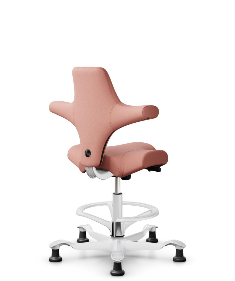 HÅG Capisco 8106 - Select (Gabriel) - Wol / Polyamide - SC64213 - Light blush - Framekleur - Wit - Gasveer - 200 mm (Zithoogte 46-64cm) - Vloercontact - Glijdoppen - Voetenring - Ja, in framekleur - Voetster - Nee, voetster in framekleur - 3