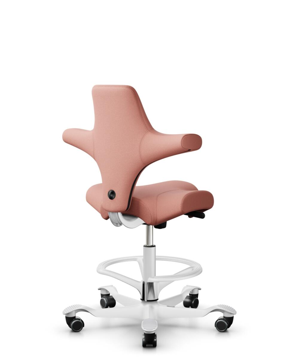 HÅG Capisco 8106 - Select (Gabriel) - Wol / Polyamide - SC64213 - Light blush - Framekleur - Wit - Gasveer - 265 mm (Zithoogte 53-79cm) - Vloercontact - Zachte wielen t.b.v. harde vloeren - Voetenring - Ja, in framekleur - Voetster - Nee, voetster in f... - 3
