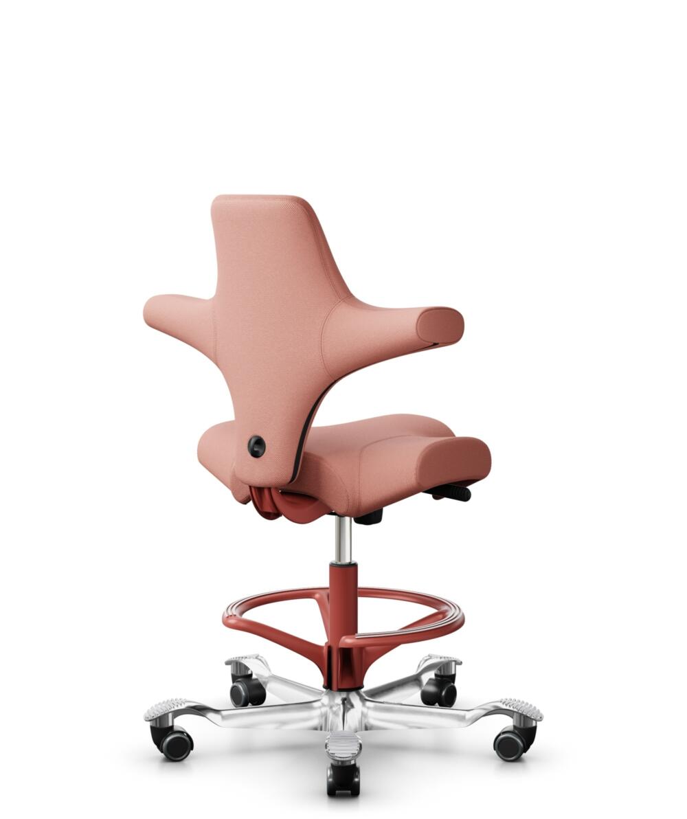 HÅG Capisco 8106 - Select (Gabriel) - Wol / Polyamide - SC64213 - Light blush - Framekleur - Blush Rose - Gasveer - 265 mm (Zithoogte 53-79cm) - Vloercontact - Zachte wielen t.b.v. harde vloeren - Voetenring - Ja, in framekleur - Voetster - Ja, voetste... - 3