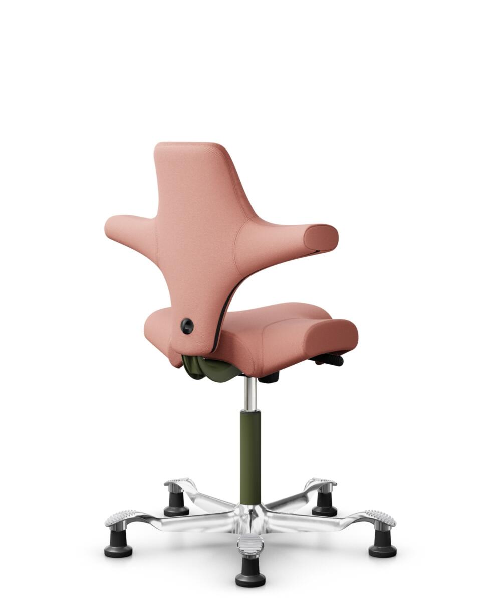 HÅG Capisco 8106 - Select (Gabriel) - Wol / Polyamide - SC64213 - Light blush - Framekleur - Moss Grey - Gasveer - 150 mm (Zithoogte 40-55cm) - Vloercontact - Glijdoppen - Voetenring - Nee, geen voetenring - Voetster - Ja, voetster in gepolijst aluminium - 3