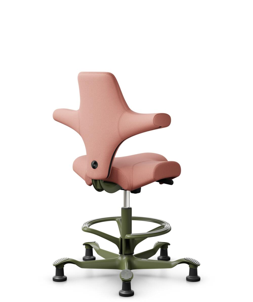 HÅG Capisco 8106 - Select (Gabriel) - Wol / Polyamide - SC64213 - Light blush - Framekleur - Moss Grey - Gasveer - 265 mm (Zithoogte 53-79cm) - Vloercontact - Glijdoppen - Voetenring - Ja, in framekleur - Voetster - Nee, voetster in framekleur - 3