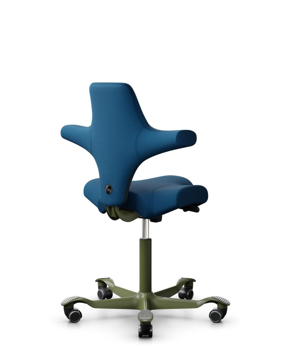 HÅG Capisco 8106 - Select (Gabriel) - Wol / Polyamide - SC66071 - Navy blue - Framekleur - Moss Grey - Gasveer - 150 mm (Zithoogte 40-55cm) - Vloercontact - Harde wielen t.b.v. zachte vloeren - Voetenring - Nee, geen voetenring - Voetster - Nee, voetst... - 3