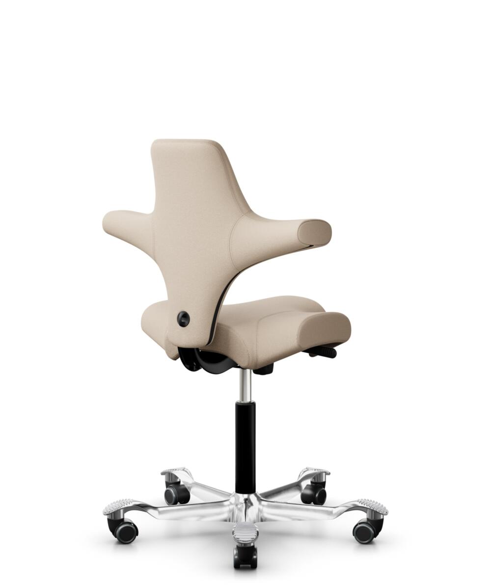 HÅG Capisco 8106 - Select (Gabriel) - Wol / Polyamide - SC61188 - Light beige - Framekleur - Zwart - Gasveer - 150 mm (Zithoogte 40-55cm) - Vloercontact - Zachte wielen t.b.v. harde vloeren - Voetenring - Nee, geen voetenring - Voetster - Ja, voetster ... - 3