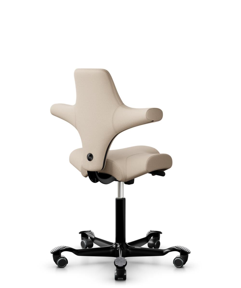 HÅG Capisco 8106 - Select (Gabriel) - Wol / Polyamide - SC61188 - Light beige - Framekleur - Zwart - Gasveer - 200 mm (Zithoogte 46-64cm) - Vloercontact - Zachte wielen t.b.v. harde vloeren - Voetenring - Nee, geen voetenring - Voetster - Nee, voetster... - 3