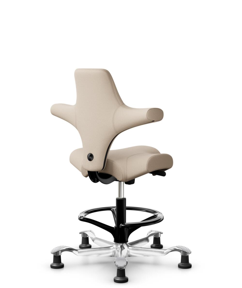 HÅG Capisco 8106 - Select (Gabriel) - Wol / Polyamide - SC61188 - Light beige - Framekleur - Zwart - Gasveer - 200 mm (Zithoogte 46-64cm) - Vloercontact - Glijdoppen - Voetenring - Ja, in framekleur - Voetster - Ja, voetster in gepolijst aluminium - 3
