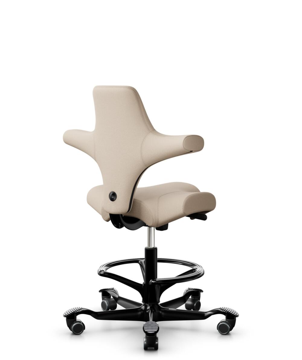 HÅG Capisco 8106 - Select (Gabriel) - Wol / Polyamide - SC61188 - Light beige - Framekleur - Zwart - Gasveer - 265 mm (Zithoogte 53-79cm) - Vloercontact - Zachte wielen t.b.v. harde vloeren - Voetenring - Ja, in framekleur - Voetster - Nee, voetster in... - 3