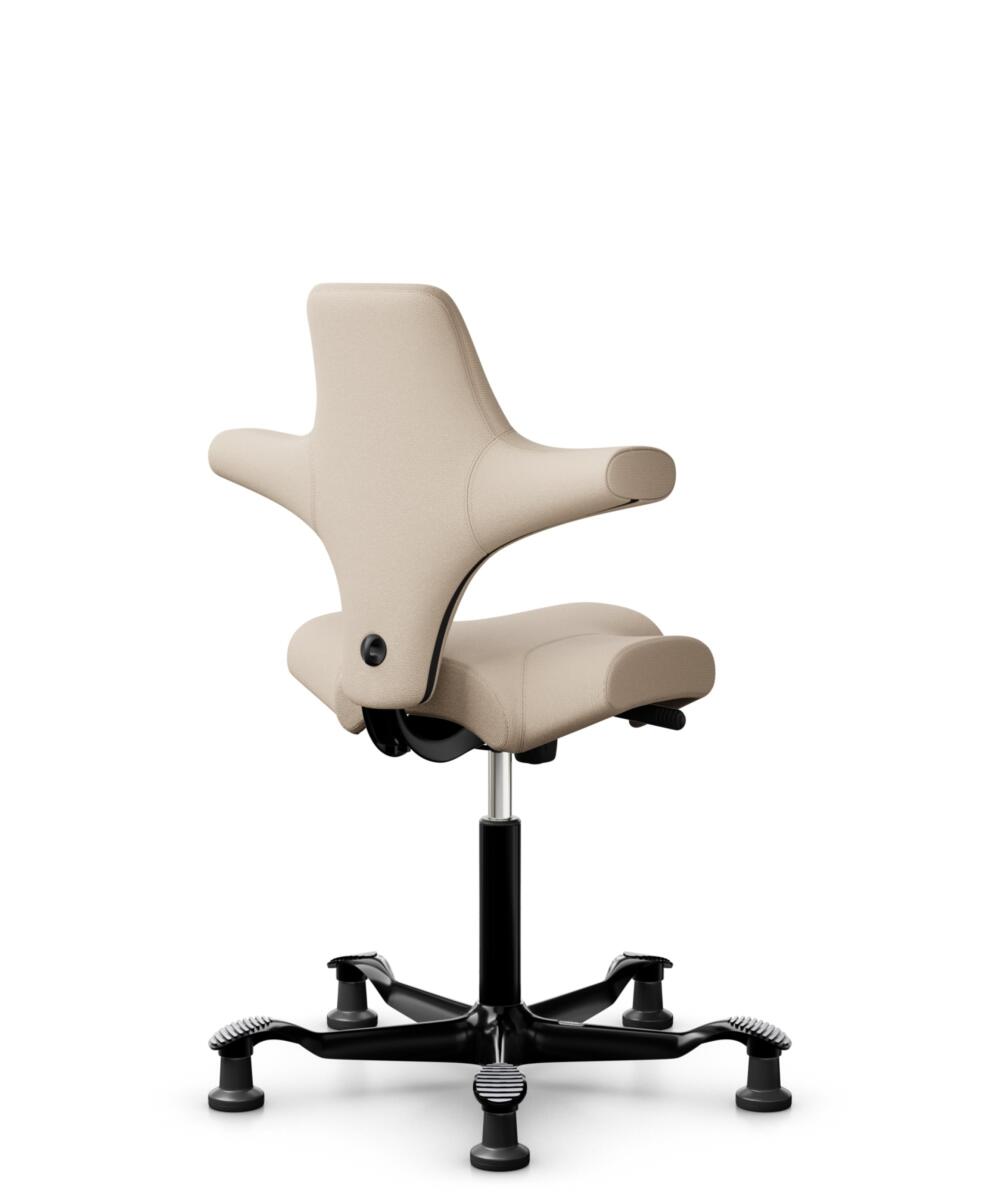 HÅG Capisco 8106 - Select (Gabriel) - Wol / Polyamide - SC61188 - Light beige - Framekleur - Zwart - Gasveer - 265 mm (Zithoogte 53-79cm) - Vloercontact - Glijdoppen - Voetenring - Nee, geen voetenring - Voetster - Nee, voetster in framekleur - 3
