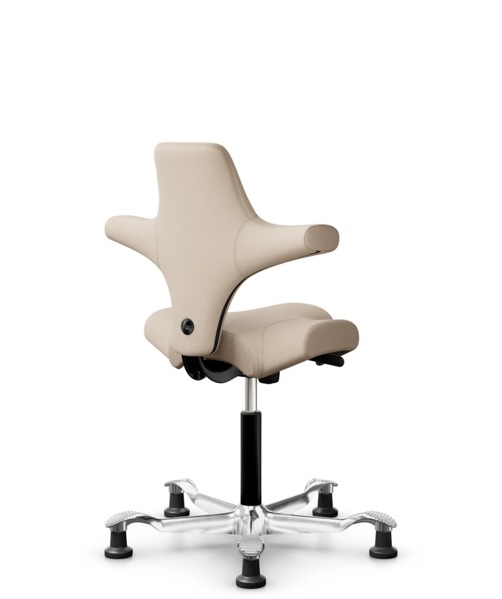HÅG Capisco 8106 - Select (Gabriel) - Wol / Polyamide - SC61188 - Light beige - Framekleur - Zwart - Gasveer - 265 mm (Zithoogte 53-79cm) - Vloercontact - Glijdoppen - Voetenring - Nee, geen voetenring - Voetster - Ja, voetster in gepolijst aluminium - 3