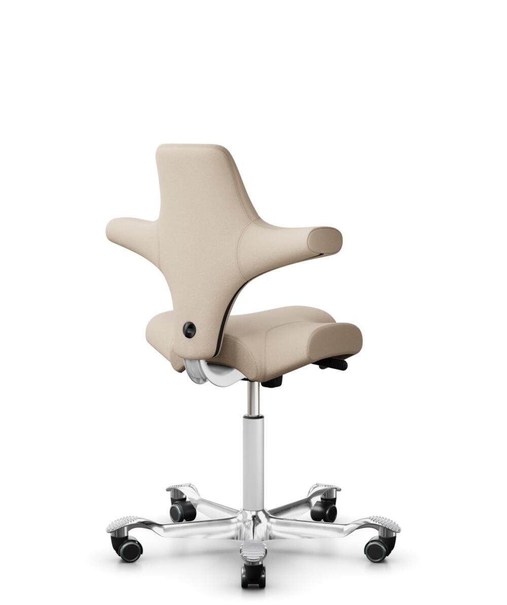 HÅG Capisco 8106 - Select (Gabriel) - Wol / Polyamide - SC61188 - Light beige - Framekleur - Wit - Gasveer - 200 mm (Zithoogte 46-64cm) - Vloercontact - Harde wielen t.b.v. zachte vloeren - Voetenring - Nee, geen voetenring - Voetster - Ja, voetster in... - 3