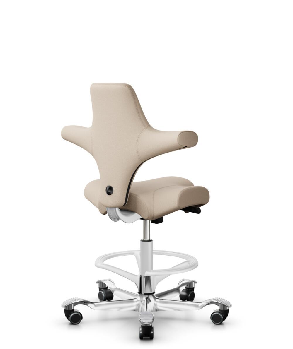 HÅG Capisco 8106 - Select (Gabriel) - Wol / Polyamide - SC61188 - Light beige - Framekleur - Wit - Gasveer - 200 mm (Zithoogte 46-64cm) - Vloercontact - Harde wielen t.b.v. zachte vloeren - Voetenring - Ja, in framekleur - Voetster - Ja, voetster in ge... - 3