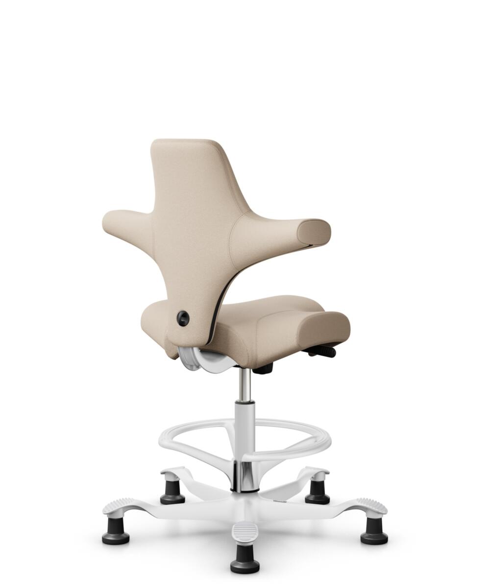 HÅG Capisco 8106 - Select (Gabriel) - Wol / Polyamide - SC61188 - Light beige - Framekleur - Wit - Gasveer - 200 mm (Zithoogte 46-64cm) - Vloercontact - Glijdoppen - Voetenring - Ja, in framekleur - Voetster - Nee, voetster in framekleur - 3