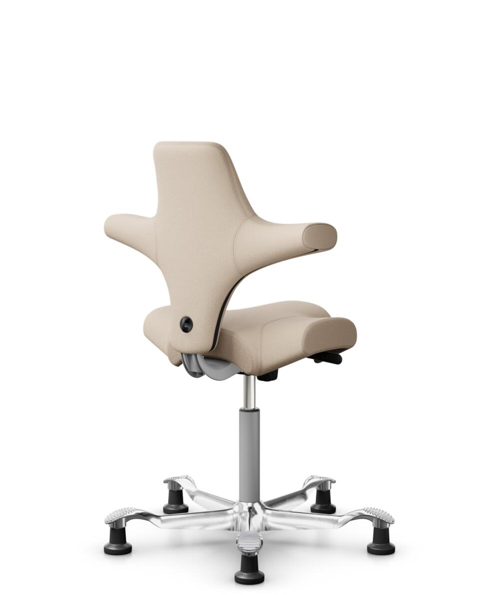 HÅG Capisco 8106 - Select (Gabriel) - Wol / Polyamide - SC61188 - Light beige - Framekleur - Zilver - Gasveer - 200 mm (Zithoogte 46-64cm) - Vloercontact - Glijdoppen - Voetenring - Nee, geen voetenring - Voetster - Ja, voetster in gepolijst aluminium - 3