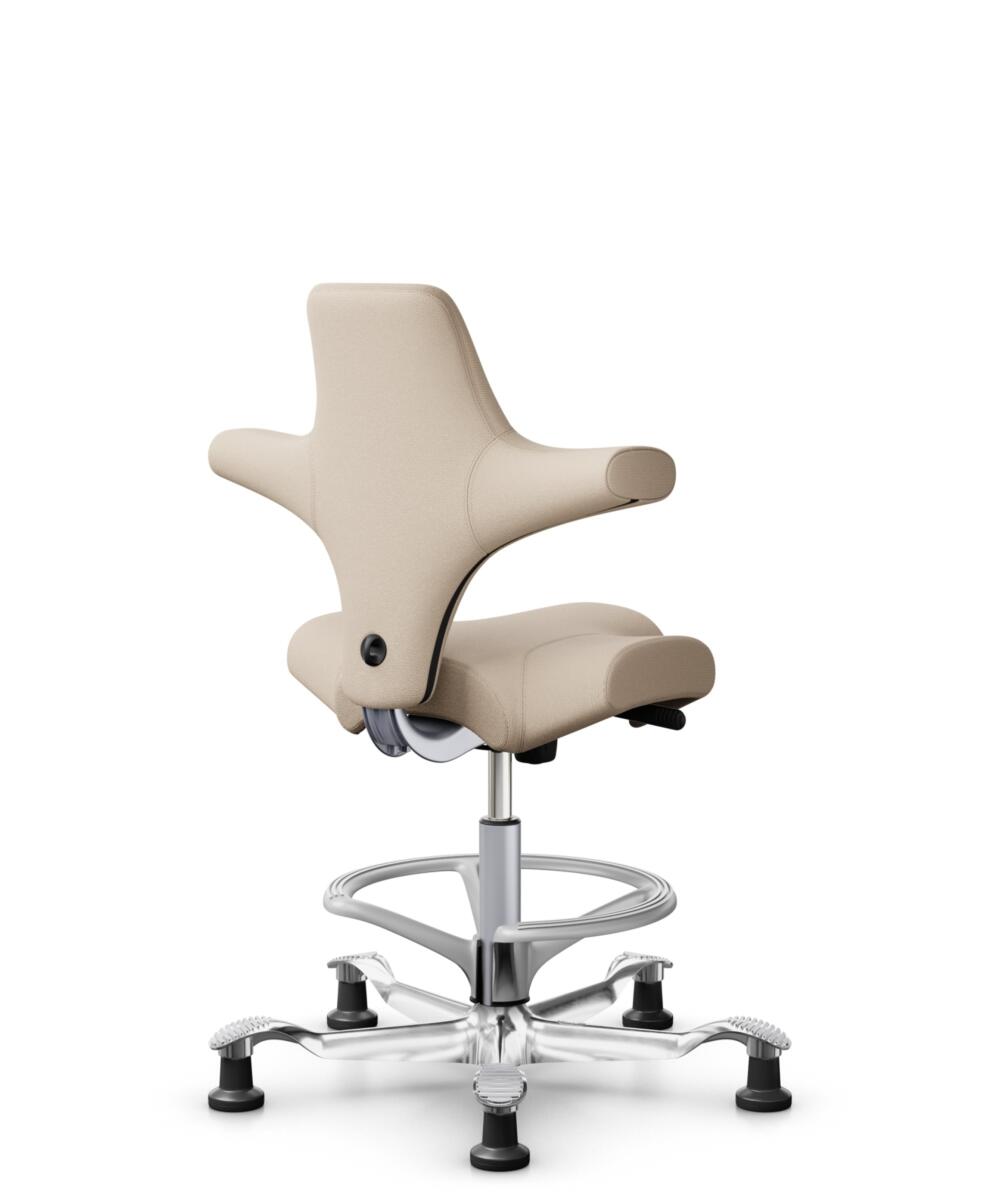 HÅG Capisco 8106 - Select (Gabriel) - Wol / Polyamide - SC61188 - Light beige - Framekleur - Zilver - Gasveer - 200 mm (Zithoogte 46-64cm) - Vloercontact - Glijdoppen - Voetenring - Ja, in framekleur - Voetster - Ja, voetster in gepolijst aluminium - 3