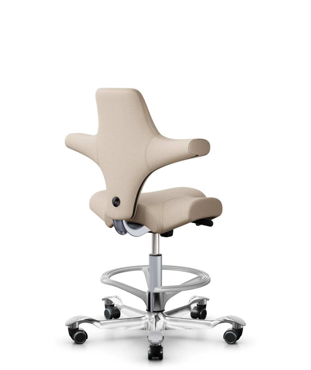 HÅG Capisco 8106 - Select (Gabriel) - Wol / Polyamide - SC61188 - Light beige - Framekleur - Zilver - Gasveer - 265 mm (Zithoogte 53-79cm) - Vloercontact - Zachte wielen t.b.v. harde vloeren - Voetenring - Ja, in framekleur - Voetster - Ja, voetster in... - 3