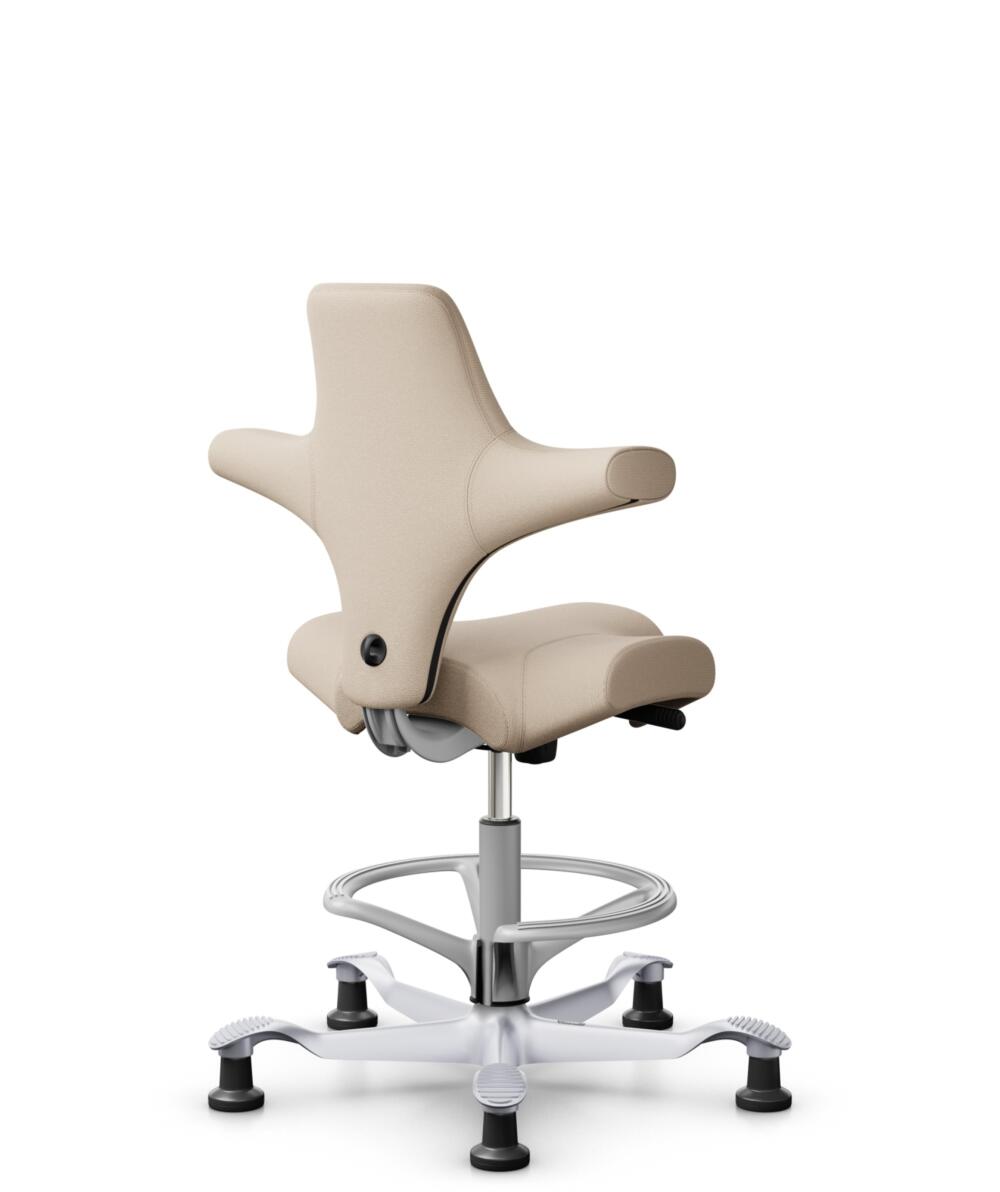 HÅG Capisco 8106 - Select (Gabriel) - Wol / Polyamide - SC61188 - Light beige - Framekleur - Zilver - Gasveer - 265 mm (Zithoogte 53-79cm) - Vloercontact - Glijdoppen - Voetenring - Ja, in framekleur - Voetster - Nee, voetster in framekleur - 3