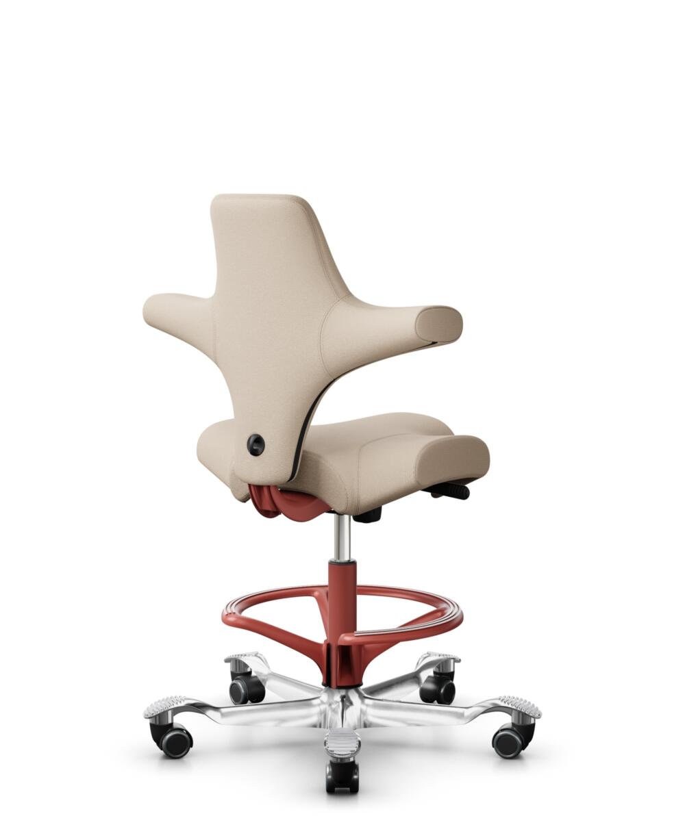 HÅG Capisco 8106 - Select (Gabriel) - Wol / Polyamide - SC61188 - Light beige - Framekleur - Blush Rose - Gasveer - 200 mm (Zithoogte 46-64cm) - Vloercontact - Harde wielen t.b.v. zachte vloeren - Voetenring - Ja, in framekleur - Voetster - Ja, voetste... - 3