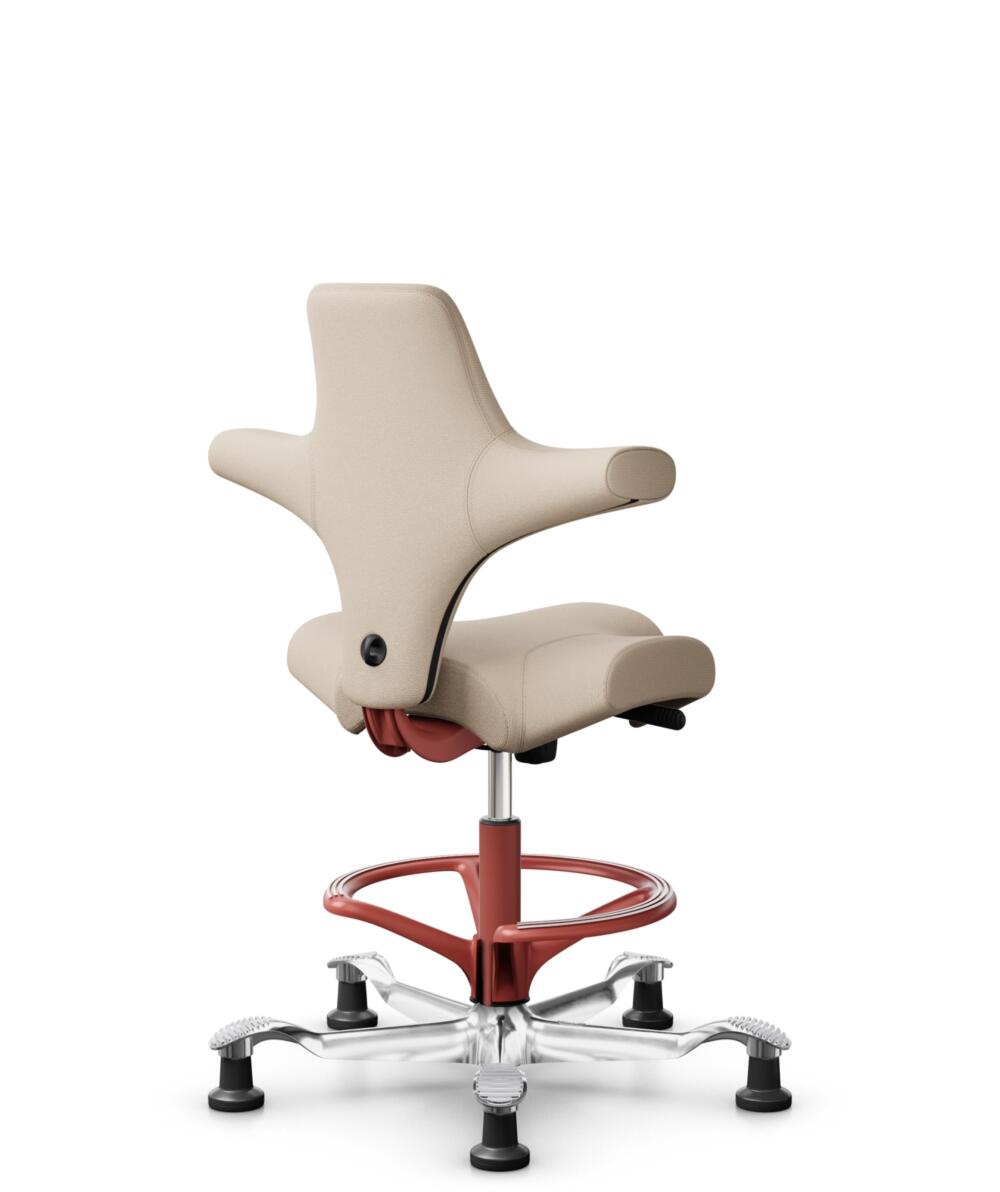 HÅG Capisco 8106 - Select (Gabriel) - Wol / Polyamide - SC61188 - Light beige - Framekleur - Blush Rose - Gasveer - 200 mm (Zithoogte 46-64cm) - Vloercontact - Glijdoppen - Voetenring - Ja, in framekleur - Voetster - Ja, voetster in gepolijst aluminium - 3