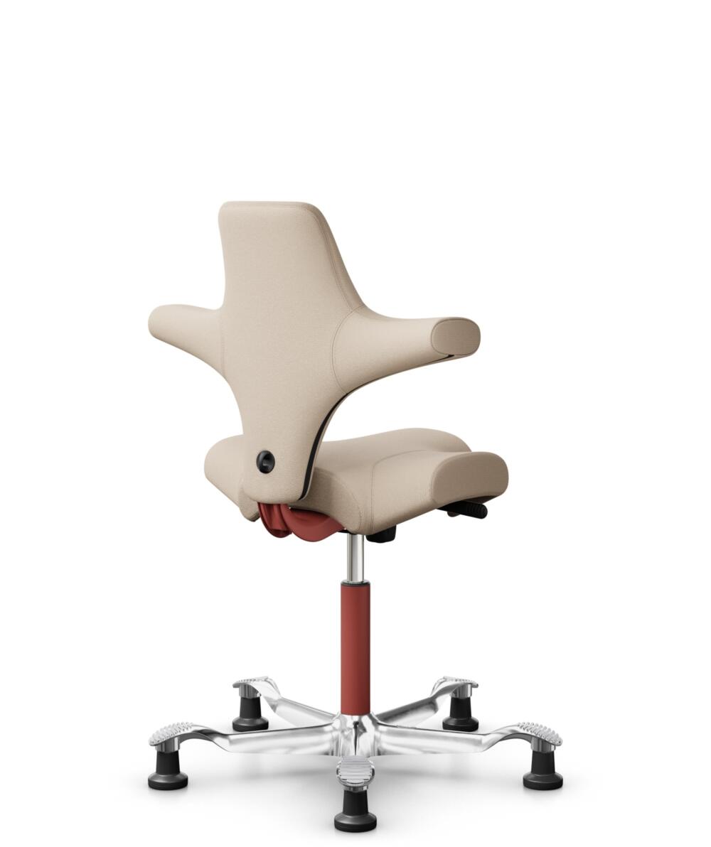 HÅG Capisco 8106 - Select (Gabriel) - Wol / Polyamide - SC61188 - Light beige - Framekleur - Blush Rose - Gasveer - 265 mm (Zithoogte 53-79cm) - Vloercontact - Glijdoppen - Voetenring - Nee, geen voetenring - Voetster - Ja, voetster in gepolijst aluminium - 3