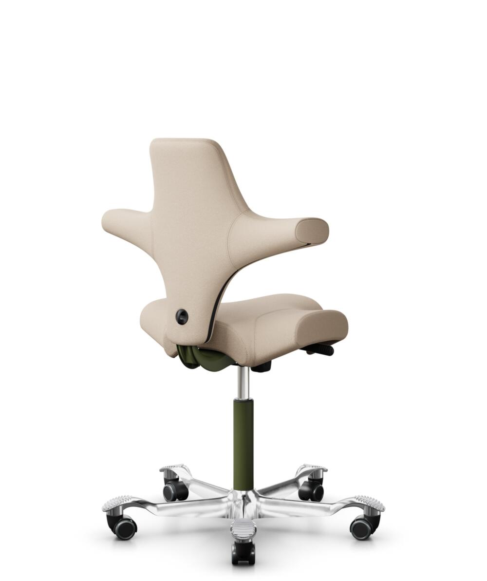 HÅG Capisco 8106 - Select (Gabriel) - Wol / Polyamide - SC61188 - Light beige - Framekleur - Moss Grey - Gasveer - 200 mm (Zithoogte 46-64cm) - Vloercontact - Zachte wielen t.b.v. harde vloeren - Voetenring - Nee, geen voetenring - Voetster - Ja, voets... - 3