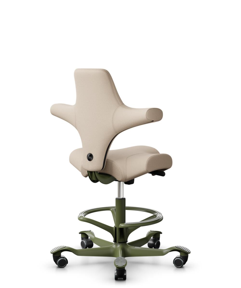 HÅG Capisco 8106 - Select (Gabriel) - Wol / Polyamide - SC61188 - Light beige - Framekleur - Moss Grey - Gasveer - 200 mm (Zithoogte 46-64cm) - Vloercontact - Zachte wielen t.b.v. harde vloeren - Voetenring - Ja, in framekleur - Voetster - Nee, voetste... - 3